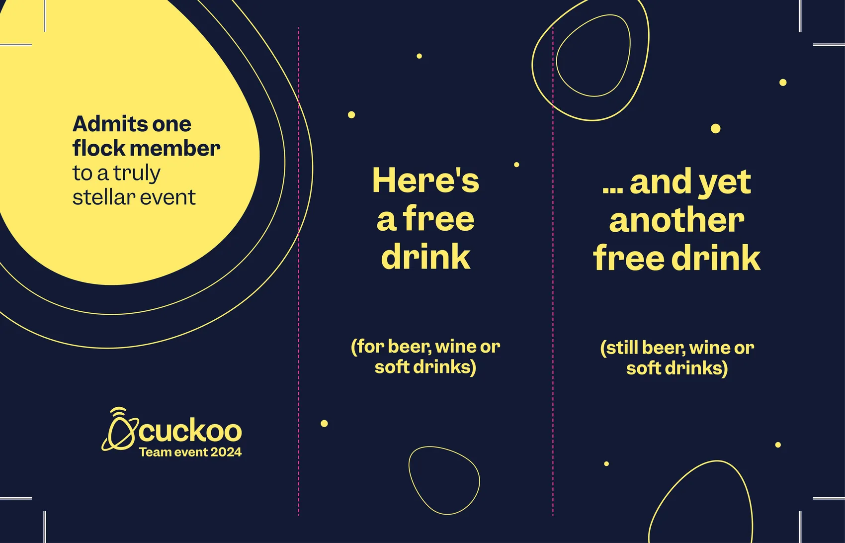 Cuckoo Star Wars event โ branded drinks tickets, โAdmits one flock member to a truly stellar eventโ